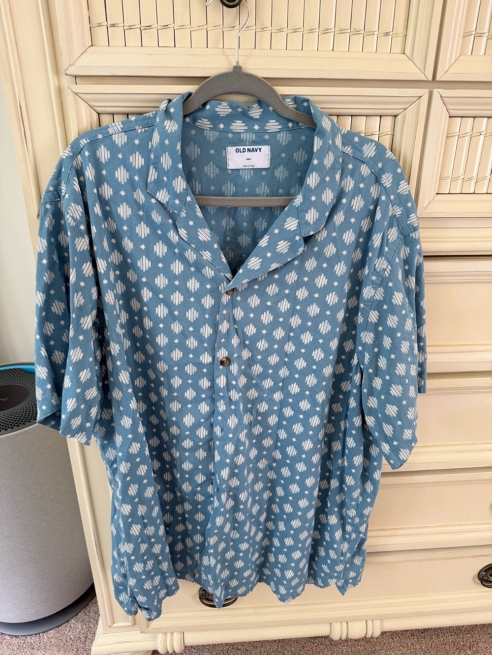 Old Navy Blue Ikat Print Camp Shirt | Short Sleeve | Men’s XXL